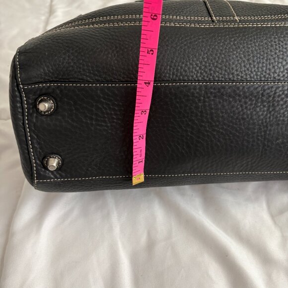 COACH Hampton Black Pebbled Leather Shoulder Bag Braided Trim Tassel - Picture 6 of 10